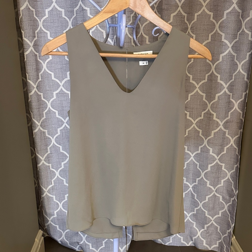 Babaton V-Neck Sleeveless Blouse - Taupe
